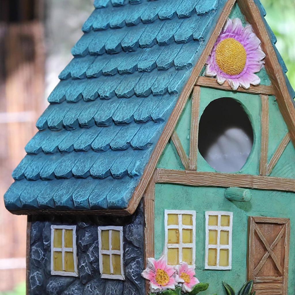 Bird Houses Pet Cottage Distressed Resin Birdhouse For Outside Hanging Garden Patio For Swallow Sparrow