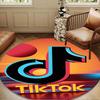 Neon Tiktok Logo Art Round Mat, Anti-slip Circle Carpet Chair Rug For livingroom,Bedroom, Doormat Home Decor Gift Christmas Gifts