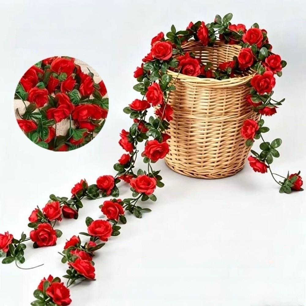 Green Leaves Artificial Flower Garland Layered Petals Hanging Rattan Flower Wedding Arrangements