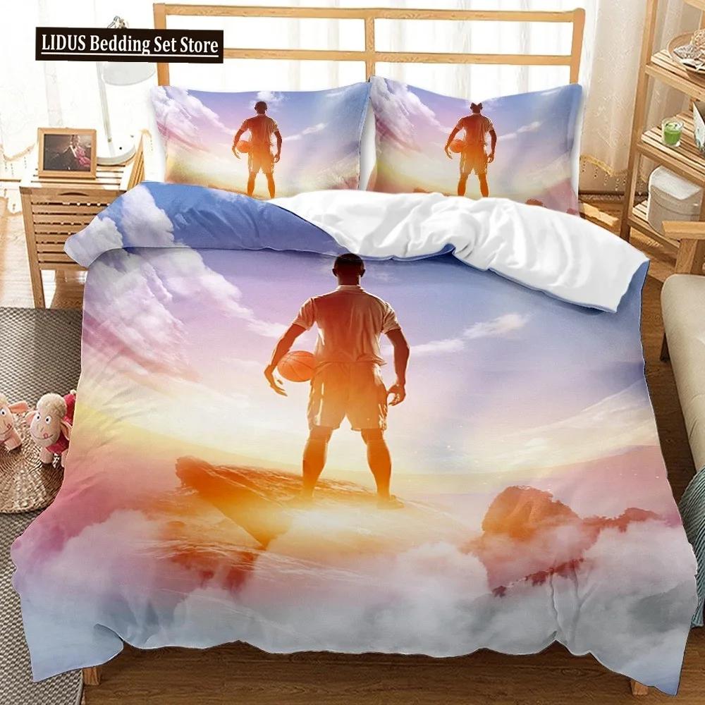 Set Copripiumino Basket Stampa 3D Pallacanestro Fuoco Freddo Luminoso Copripiumino Sportivo Per Bambini Ragazzo Ragazza Set Biancheria da Letto in Poliestere
