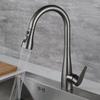 Gunmetal Gray Wall-Mounted Stainless Steel Pull-Out Kitchen Faucet