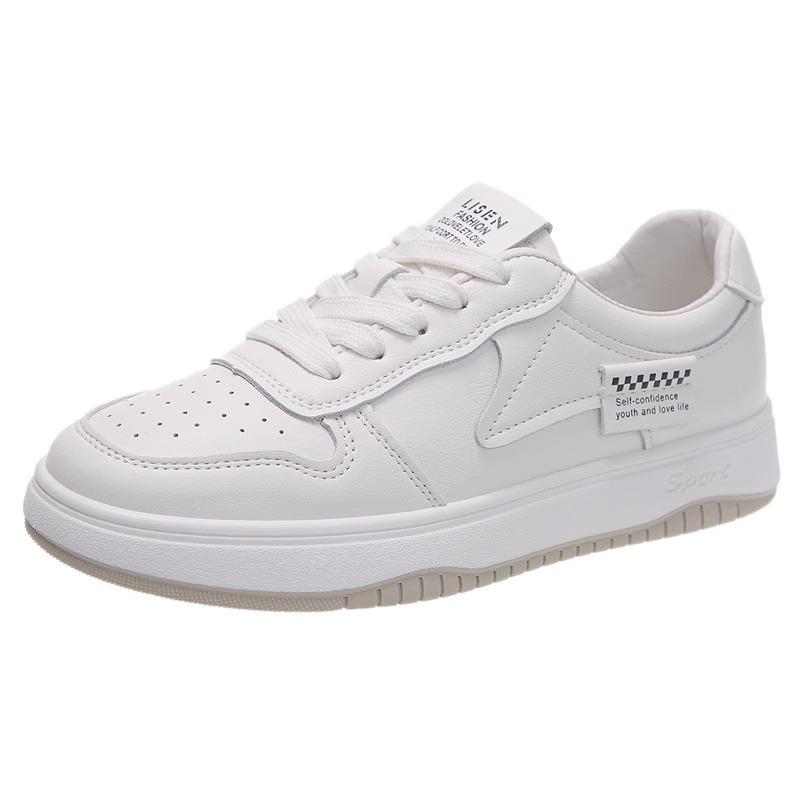 Leather women's shoes soft-soled white shoes spring new versatile flat baseplate shoes casual sports shoes