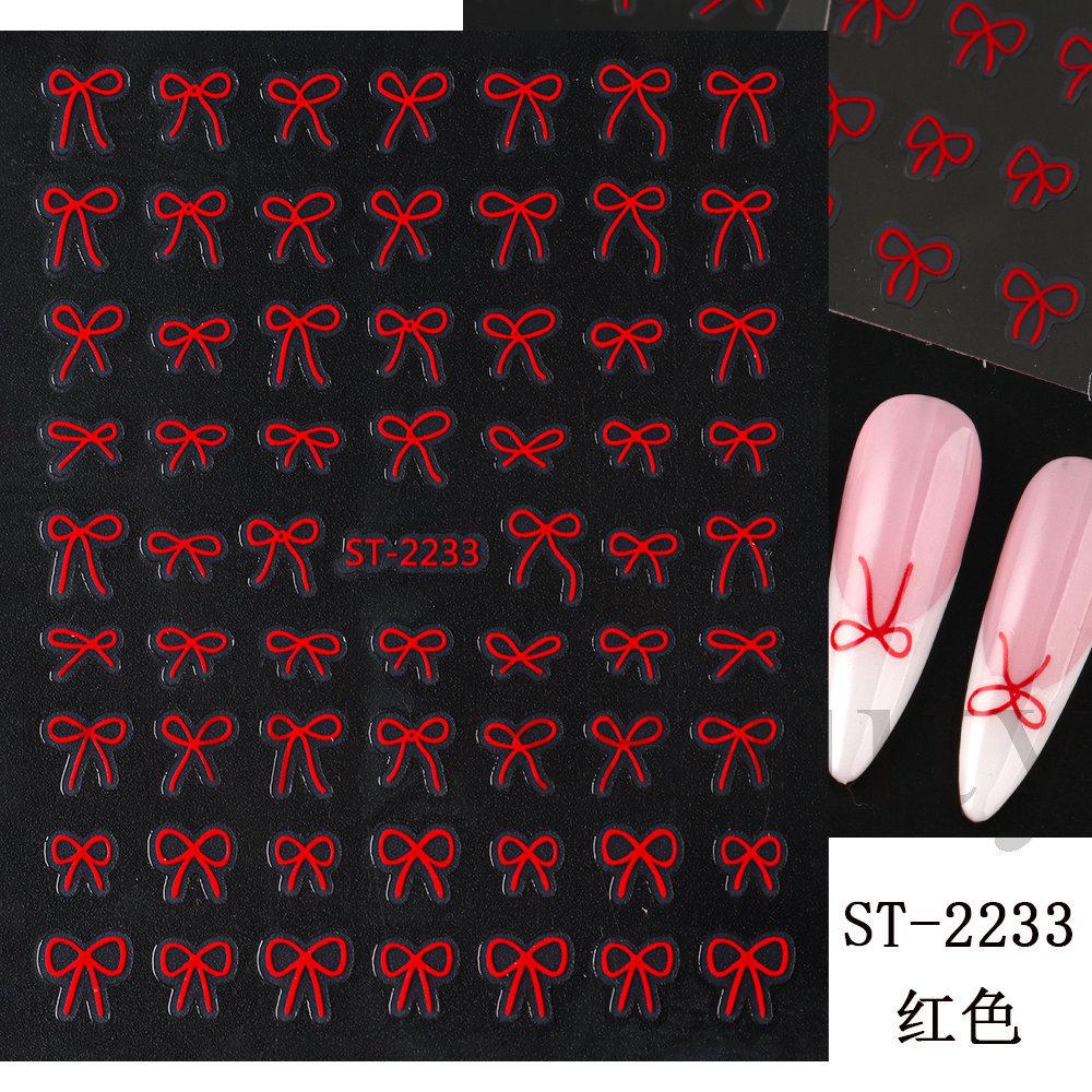 Nail Art Sticker, Japanese Simple Gold And Silver Red Shorts, Streamer Bow, Adhesive Nail Sticker.