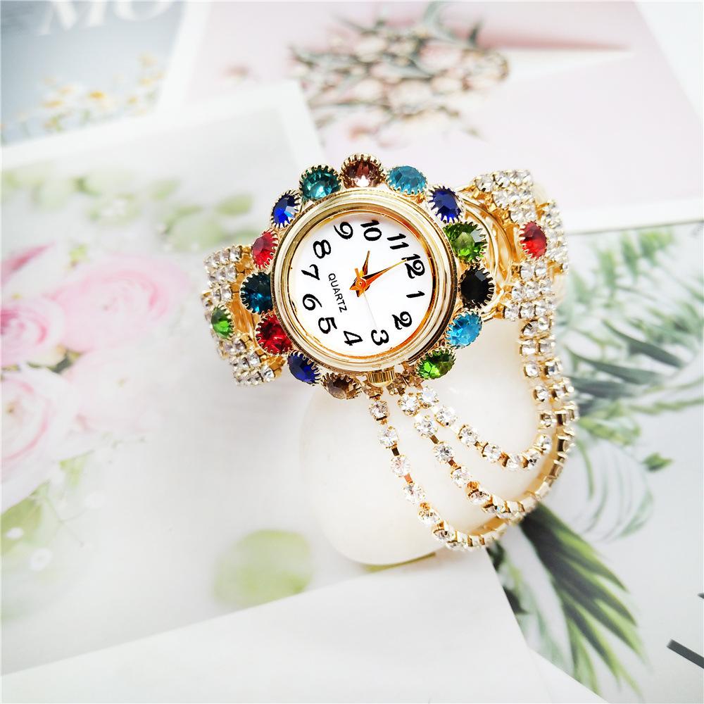 New Fashion Luxury Woman Watches Rhinestone Casual Quartz Watch Ladies Stainless Steel Bracelet Watches For Gifts Reloj Mujer