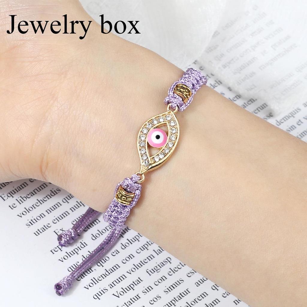Retro-Style Evil Eye Bracelet: Handmade Woven Cord, Adjustable for Women