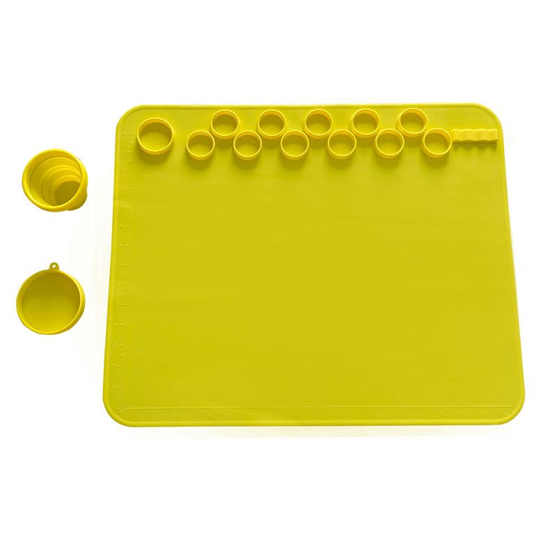 Kid Color Craft Educational Silicone Drawing Mat Washable Easy Clean Non-sticky Graffiti Reuse Pad Non Slip Painting Palette Cup