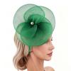British Elegant Mesh Flower Hat with Pearl Decor for Ascot Races, European Banquets, and Bridal Parties