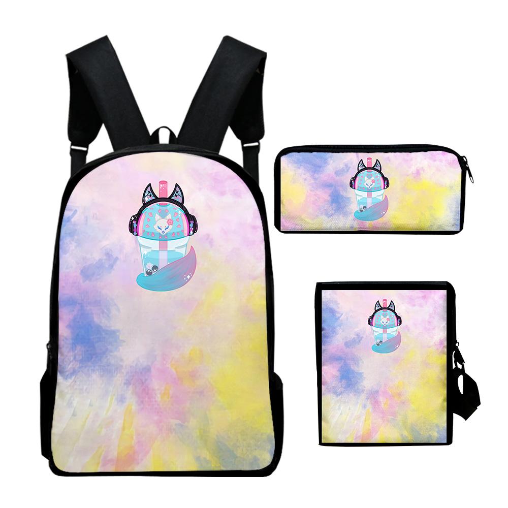 Classic VTuber Silvervale Anime 3D Print 3pcs/Set Pupil School Bags Laptop Daypack Backpack Inclined Shoulder Bag Pencil Case