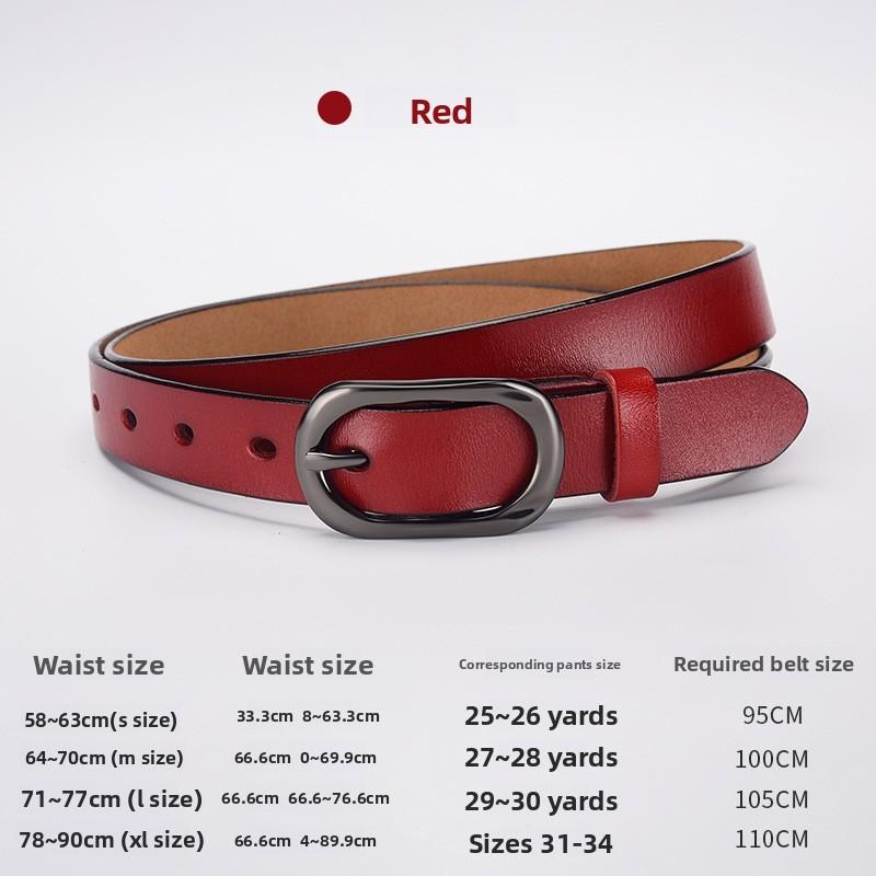 

Mei Mary Ready-to-ship minimalist women s genuine leather belt - casual, versatile pin buckle belt for women 115cm червоний