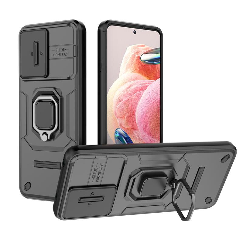 For Xiaomi Redmi Note 12 4G Case Slide Camera Armor Phone Cases for Redmi Note12 4G Car Magnetic Holder Stand Cover Fundas