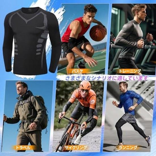 Ademe Compression Wear Mens Training All Season 1 Set OK 5-piece Half Zip Pullover Long Sleeve Short Shirt Pants Tights Moisture-wicking Quick-drying