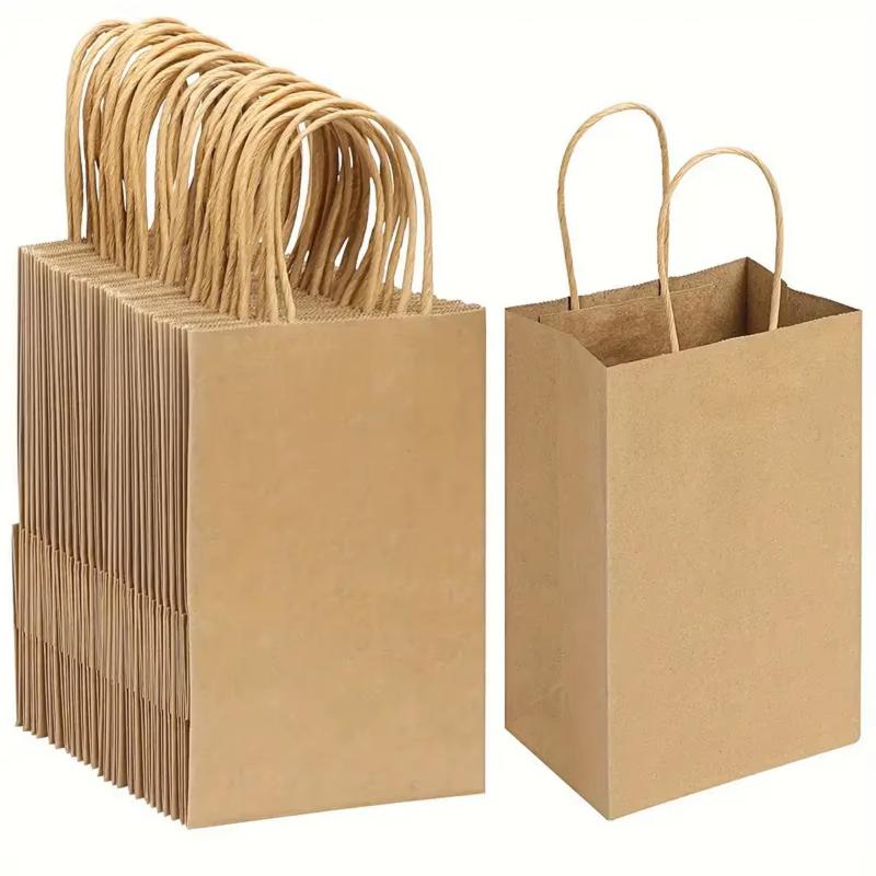 10/30pcs Shopping Bags Kraft Paper Gift Candy Bag Hand-held Paper Bags Wedding Party Decor Gifts Grocery Craft Packaging Bulk