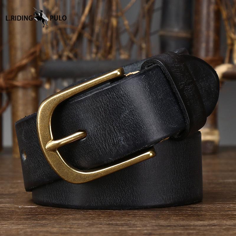 Copper Buckle Belt Men's Genuine Leather Pin Buckle Pure Cowhide Retro Versatile Korean Style Casual Belt