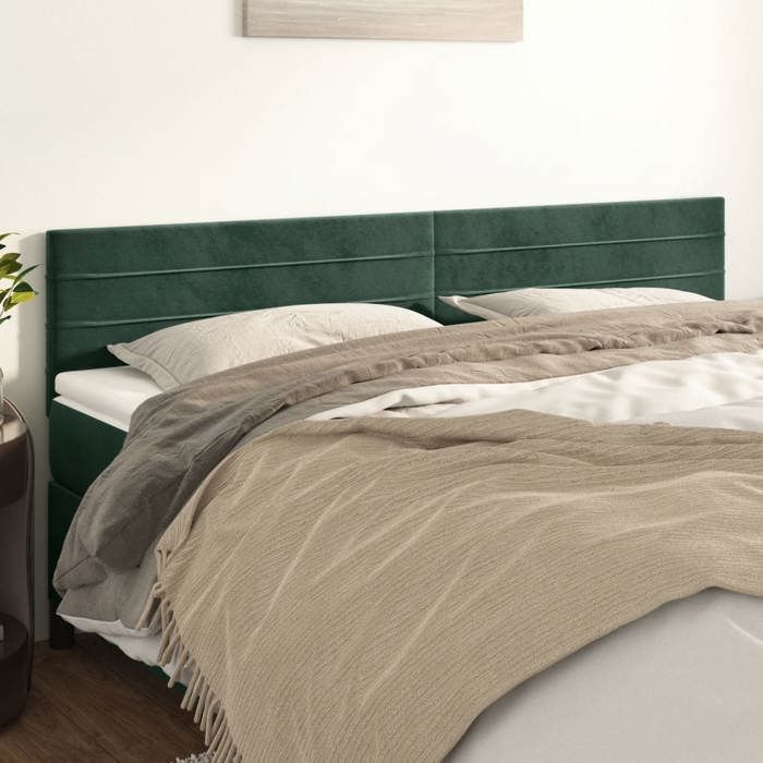 VidaXL 2x Têtes de Lit Meubles de Chambre à Coucher Accessoires de Lit Simple Têtes de Cadre de Lit Intérieur Vert Foncé 346183