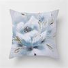 Blue flower and bird printed polyester square cushion cover for home living room sofa office decoration waist cushion pillowcase