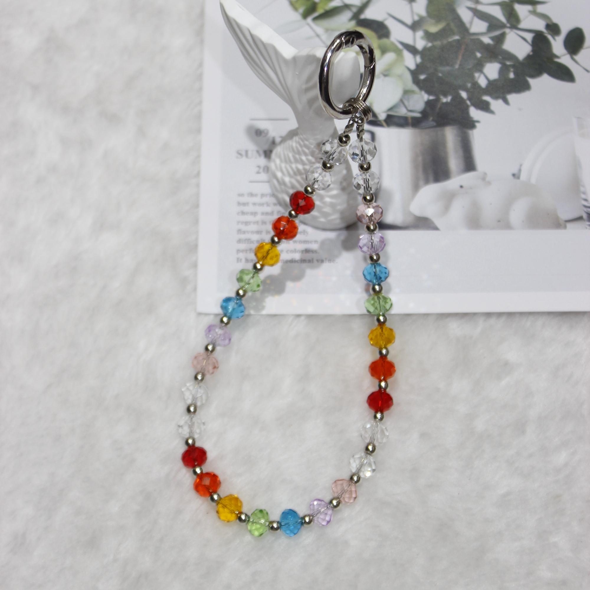

Cell Phone Lanyard 26cm Colored Beads Phone Chain Wrist Strap With Bow
