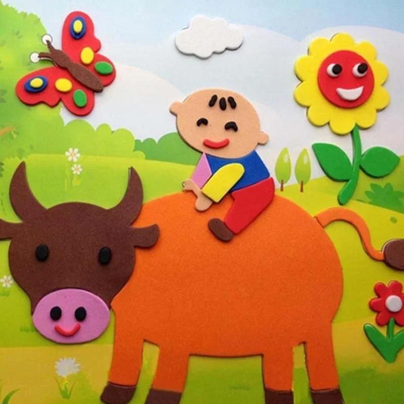 10 STÜCKE/Set Mehrfarbiges A4 Papier Schwamm EVA Schaumstoffpapiere Kreatives Design Tiere Karton Kinder DIY Handgemachtes Basteln