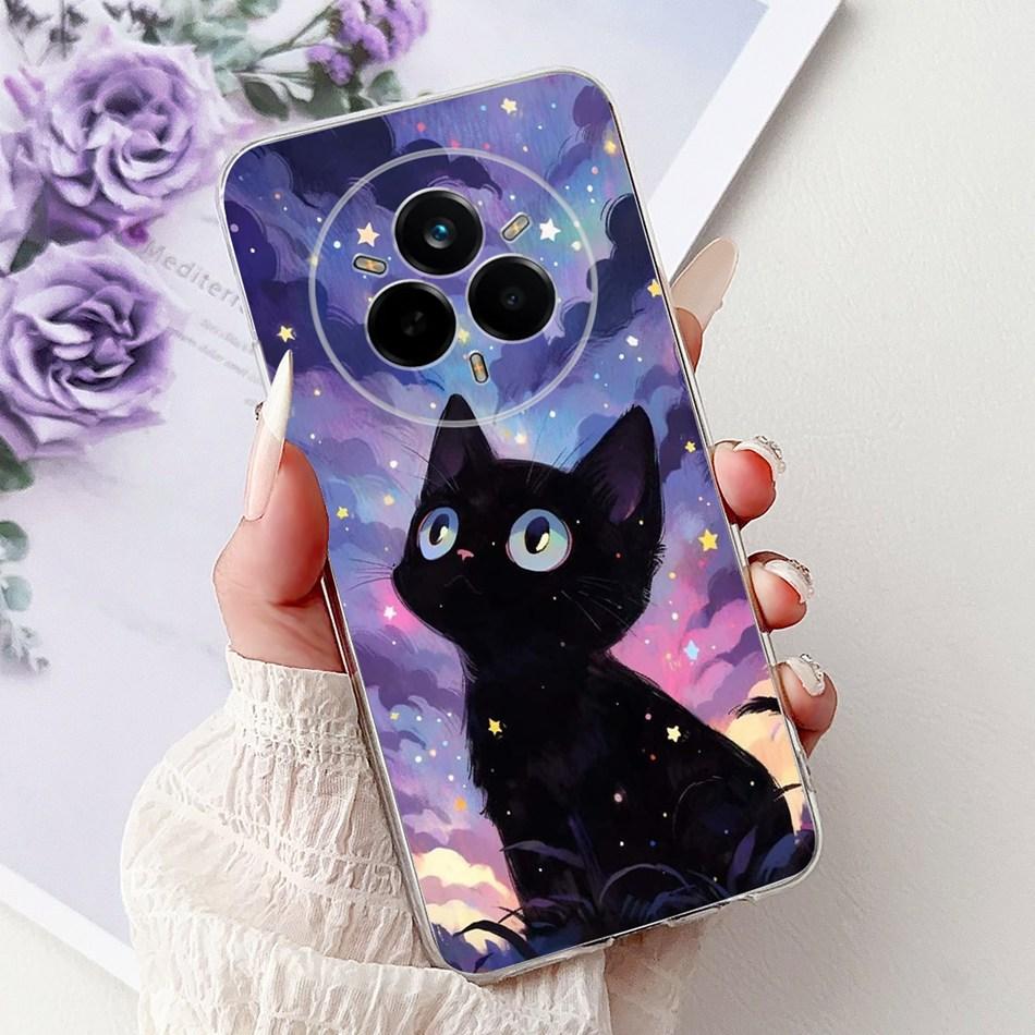 For Realme 14 Pro 14Pro+ Elegant Floral Cat Printed Phone Case For Realme 14 Pro Plus 14Pro 5G Soft Silicone TPU Cases