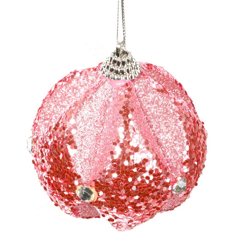 Pink Styrofoam Bauble with Glitter
