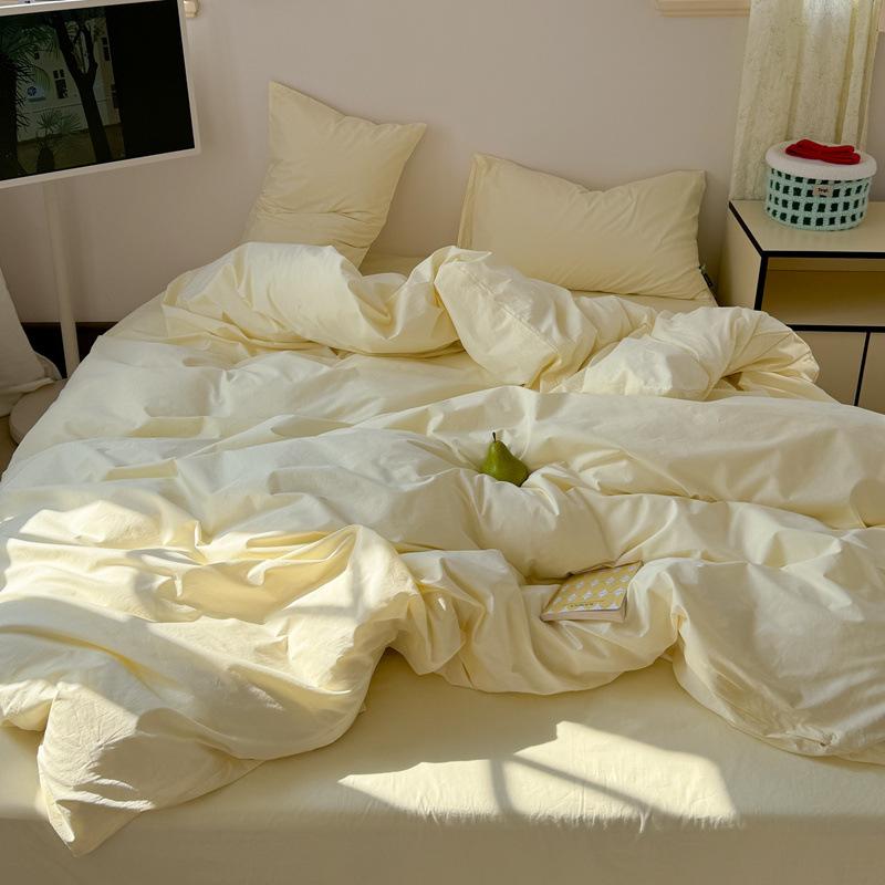 Class A Maternal And Infant Grade Ultra-Soft Double-Color Washed Cotton 4Pcs Set, Bed Sheet Quilt Cover, Student Dormitory 3Pcs Set, Bed Hat Factory