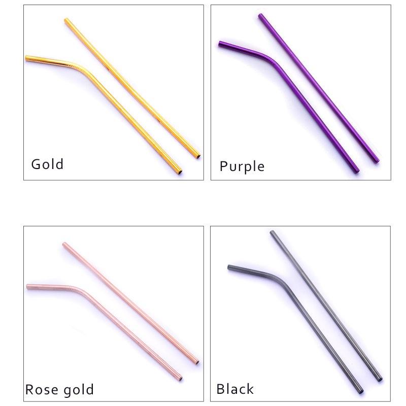 20 Pcs 304 Stainless Steel Drinking Straws,Reusable Metal Drinking Straws + 2 Cleaning Bruches