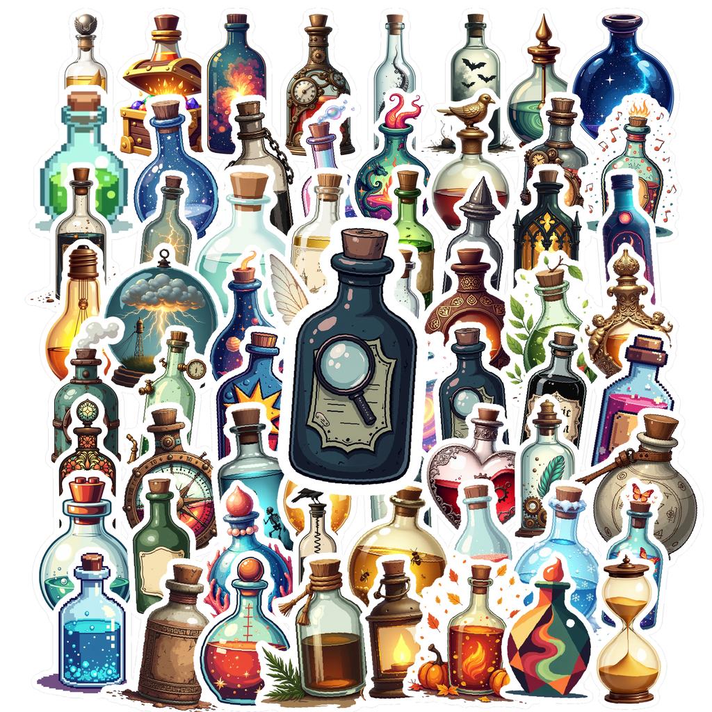 35-150pcs Magic Potion Bottle Stickers Funny Bottles Decals Diy Laptops Phones Decorative Stickers Teacher Reward School Supplie