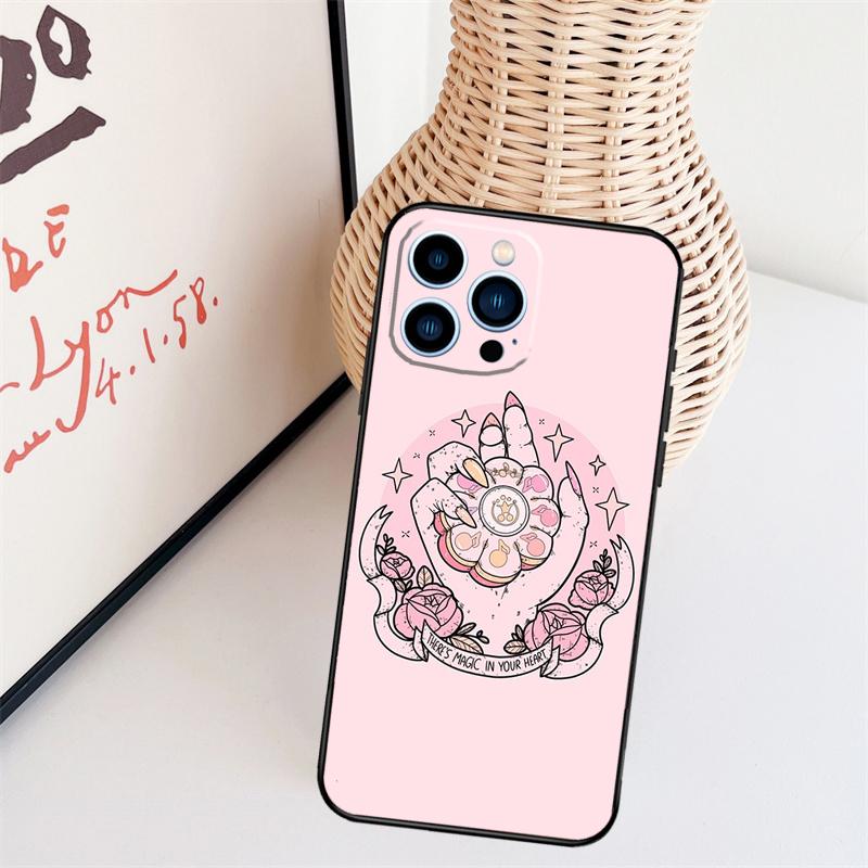 Girly Pastel Witch Goth Pattern Phone Case For iPhone 16 Pro Max 15 14 13 11 12 17 Pro Max mini 15 16 Plus 16e 17 Air Cover