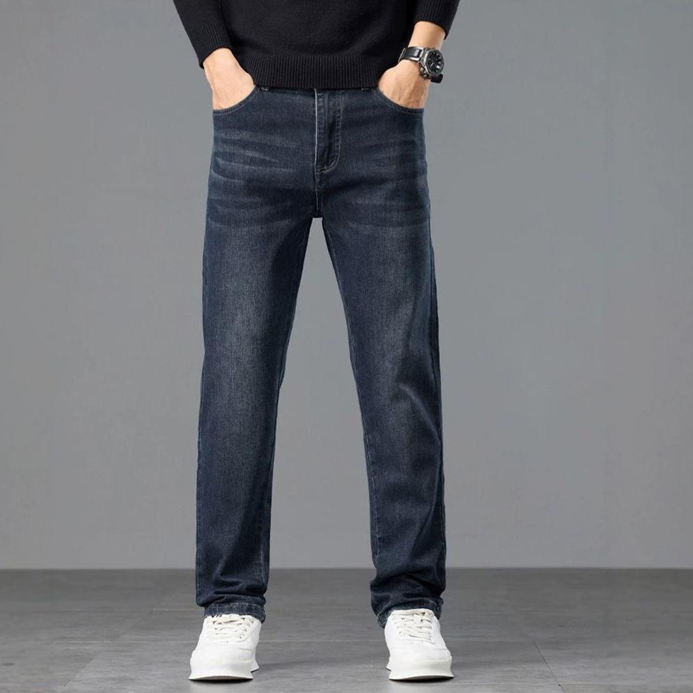 Autumn New Four-season Multi-color European Large Size Retro Blue Small Straight Jeans Men's Very Light Pants
