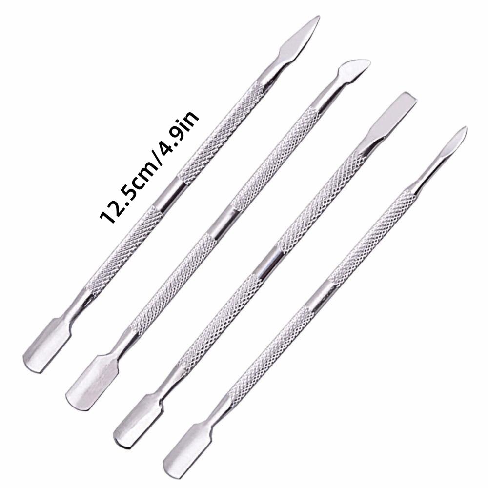 4pcs Small Compact Nail Scraper Stainless Steel Dead Skin Remover Cuticle Pusher Manicure Pedicure