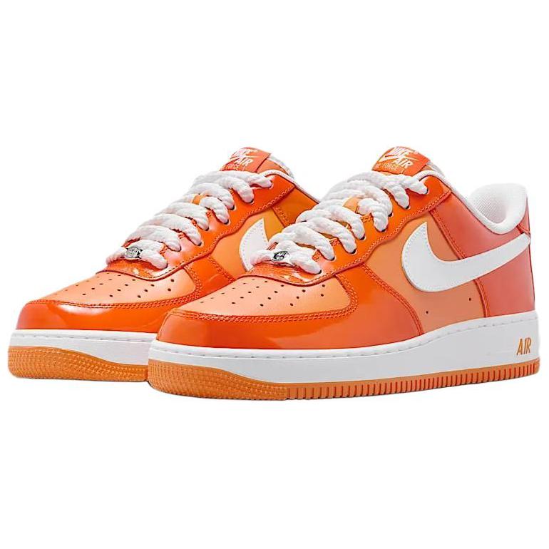 Nike Air Force 1 Low '07 Orange White Patent Sneakers HV9405-800