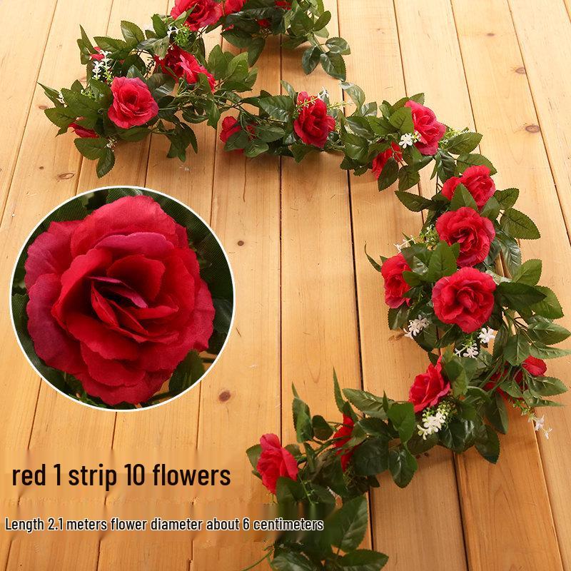 Artificial Rose Vine for Air Conditioning Pipe and Staircase Decoration
