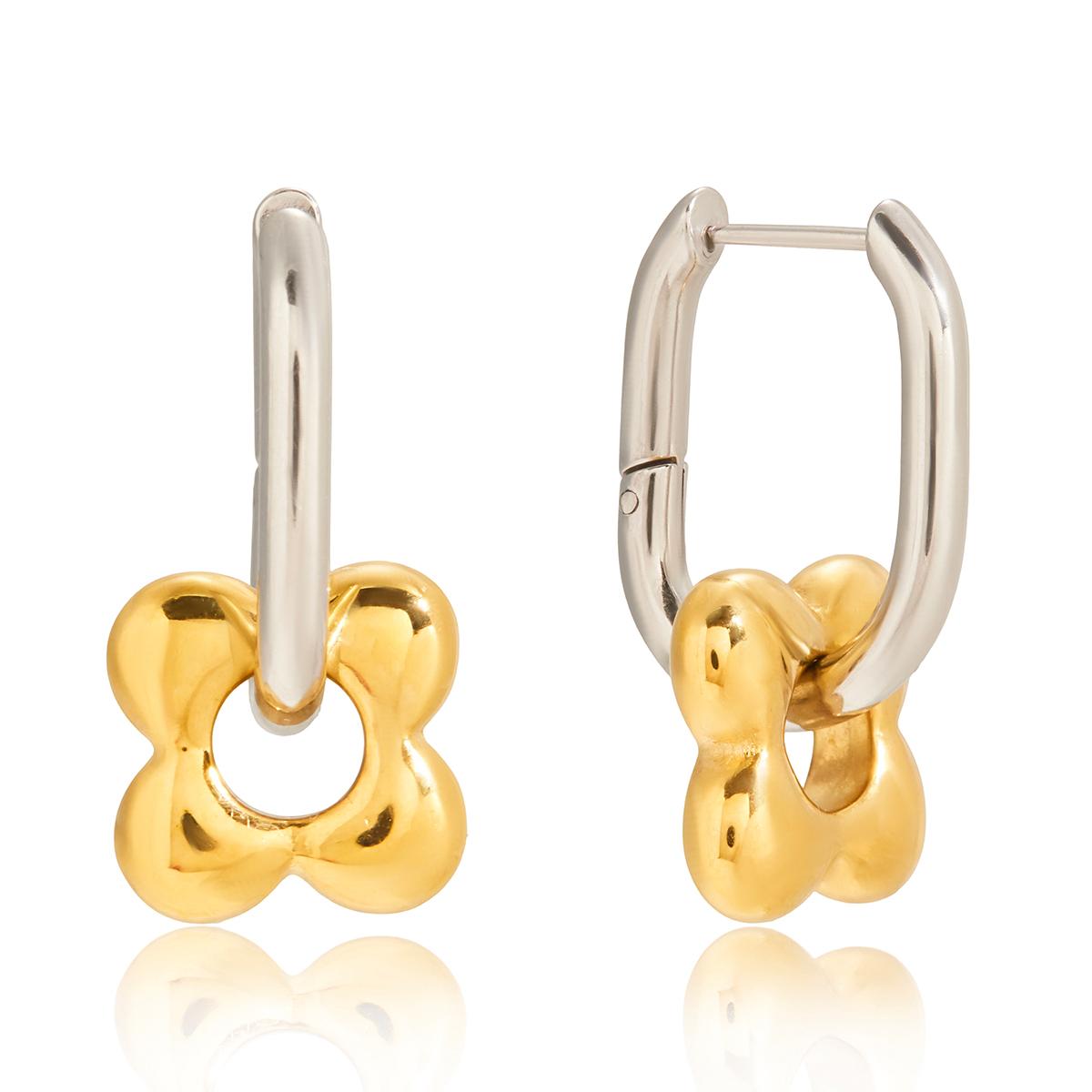 

Yori 2026 Stainless Steel Double Ring Flower Pendant Earrings For Women Temperament Popular Waterproof Jewelry Gift
