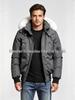 Men's Thickened Winter Down Bomber Jacket with Large Fur Hood