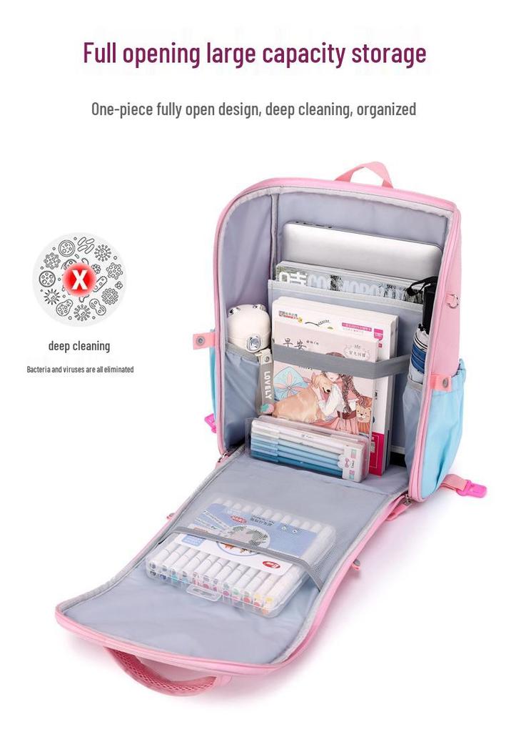 Large Capacity Trolley School Bag for Girls, Grades 3-6 - Stair Climbing & Detachable Design