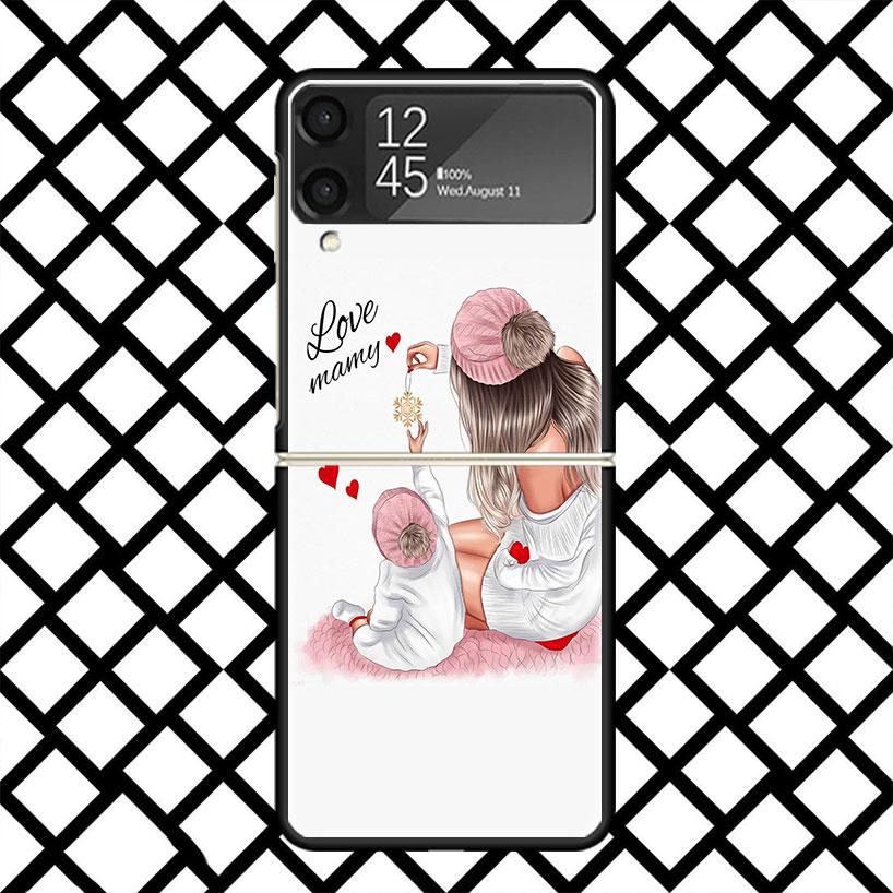 

Чехол для телефона Мама и Малыш для Samsung Z Flip 7 6 5 4 3 Galaxy ZFLIP7 ZFlip6 5G Flip5 Flip4 Flip3 5g Черный Жесткий Чехол Samsung Z Flip 4