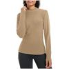 Ladies' Casual And Fashionable Solid Color Round Neck With Warm Long Sleeved T-shirt Top