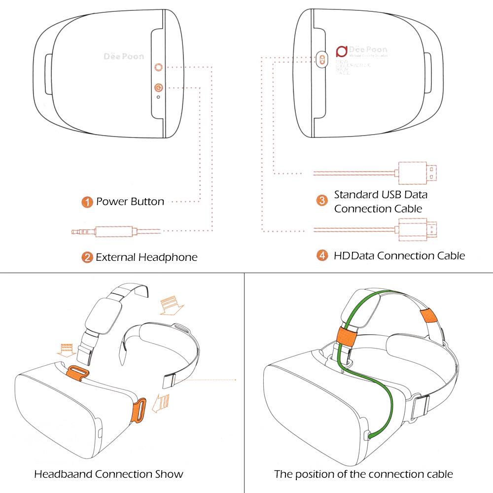 Buy DeePoon E2 Virtual Reality Display Glasses VR Video Game Glasses 1080P AMOLED Display Screen