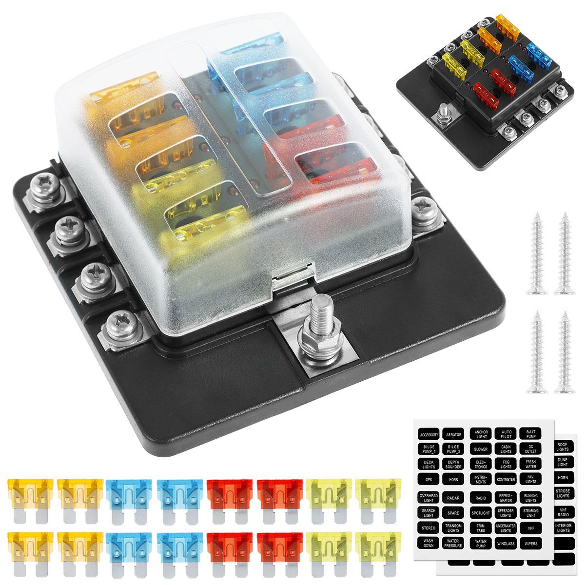 

8-позиционный держатель блока предохранителей 32 В 100 А лезвийный блок предохранителей со светодиодным индикатором и крышкой водонепроницаемый блок предохранителей автомобильная панель предохранителей чёрный