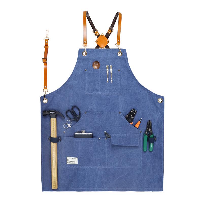 Thick Canvas Multi-Pocket Tool Apron with Custom Logo for Auto Repair & Woodworking