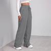 Women Wide Leg Pants Elastic High Waist Adjustable Drawstring Pure Color Long Sweatpants with Pockets Casual Lounge Pants Daily Wear