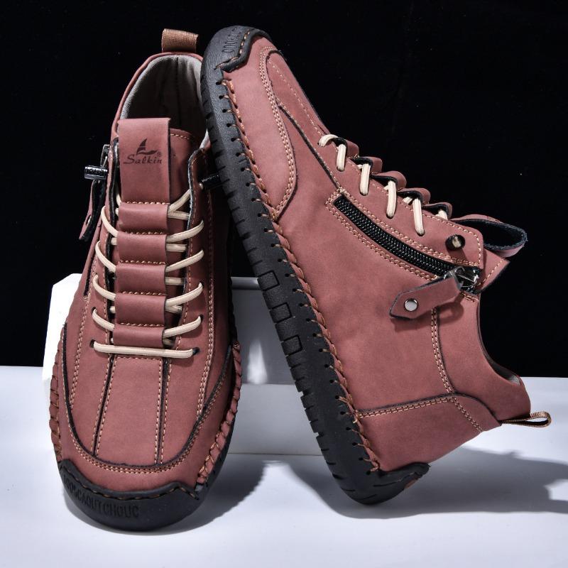 Autumn/Winter Men's Martin Boots, Mid- and Low-Top Casual Ankle Boots, British Style, Versatile Men's Casual Shoes with Side Zippers