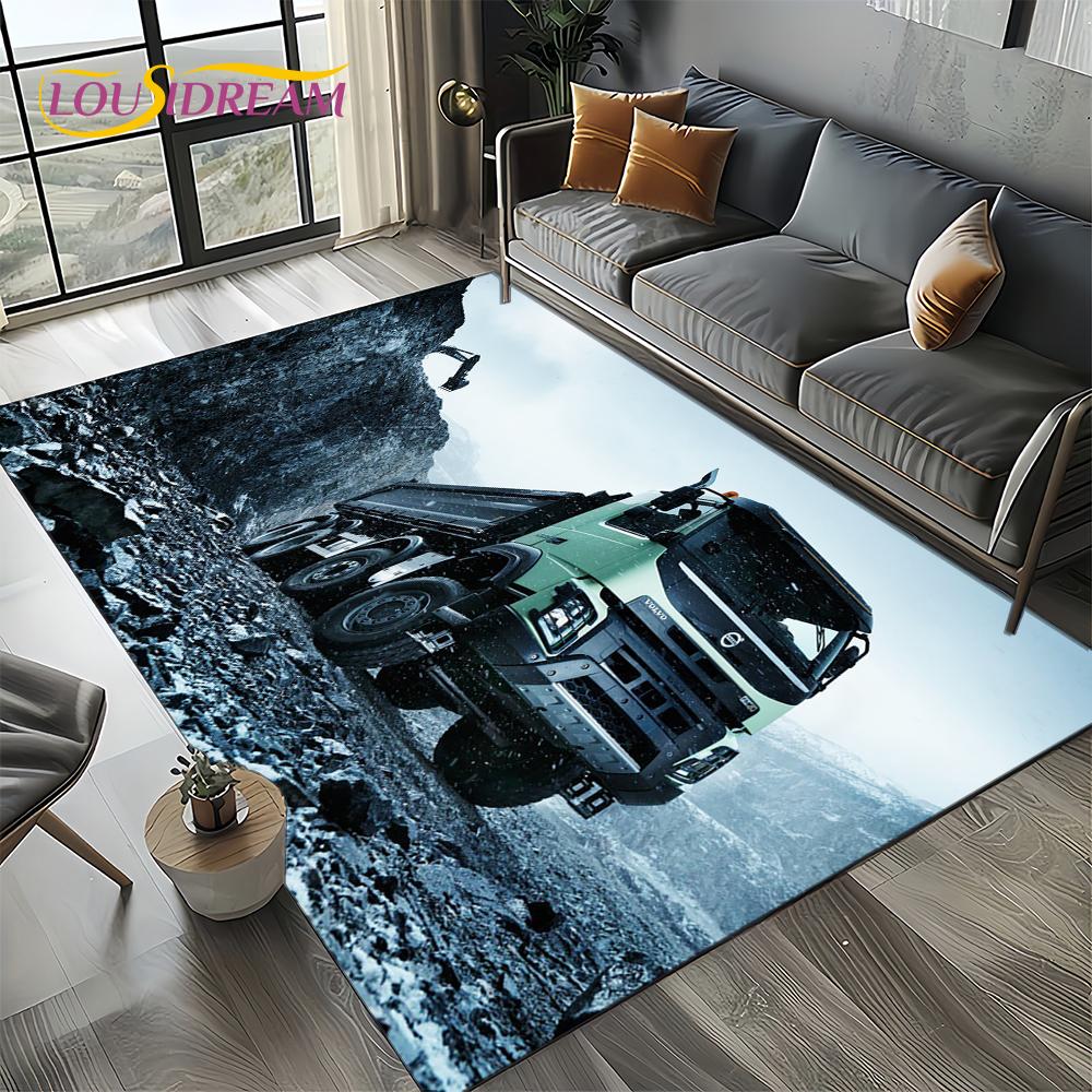 3D Print Volvo Truck Lorry Motorcycle Carpet Rug for Living Room Bedroom Home Sofa Decoration,kids Area Rug Non-slip Floor Mat