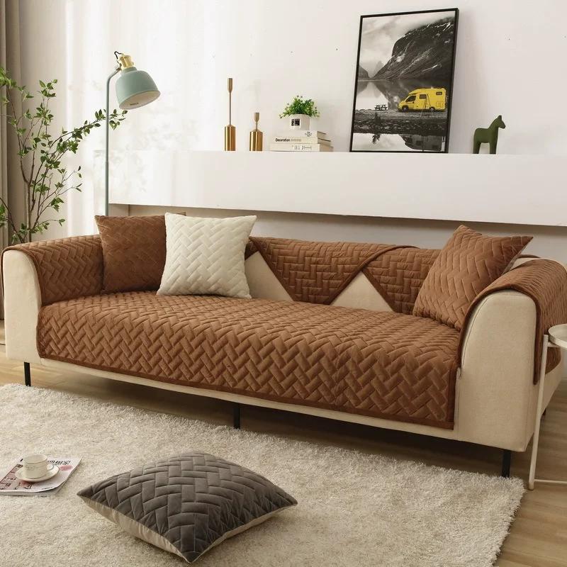 

Soft Crystal Velvet Sofa Cushion Solid Color Non Fading Couch Cover Cloth Simple and High-end Autumn and Winter Slipcover 70x70cm