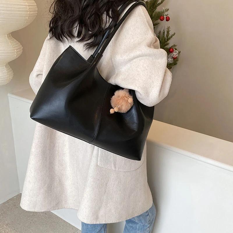 Leather PU Shoulder Bag for Women Versatile for Car Stitching Casual and Business High-end Modern Design New Solid Color