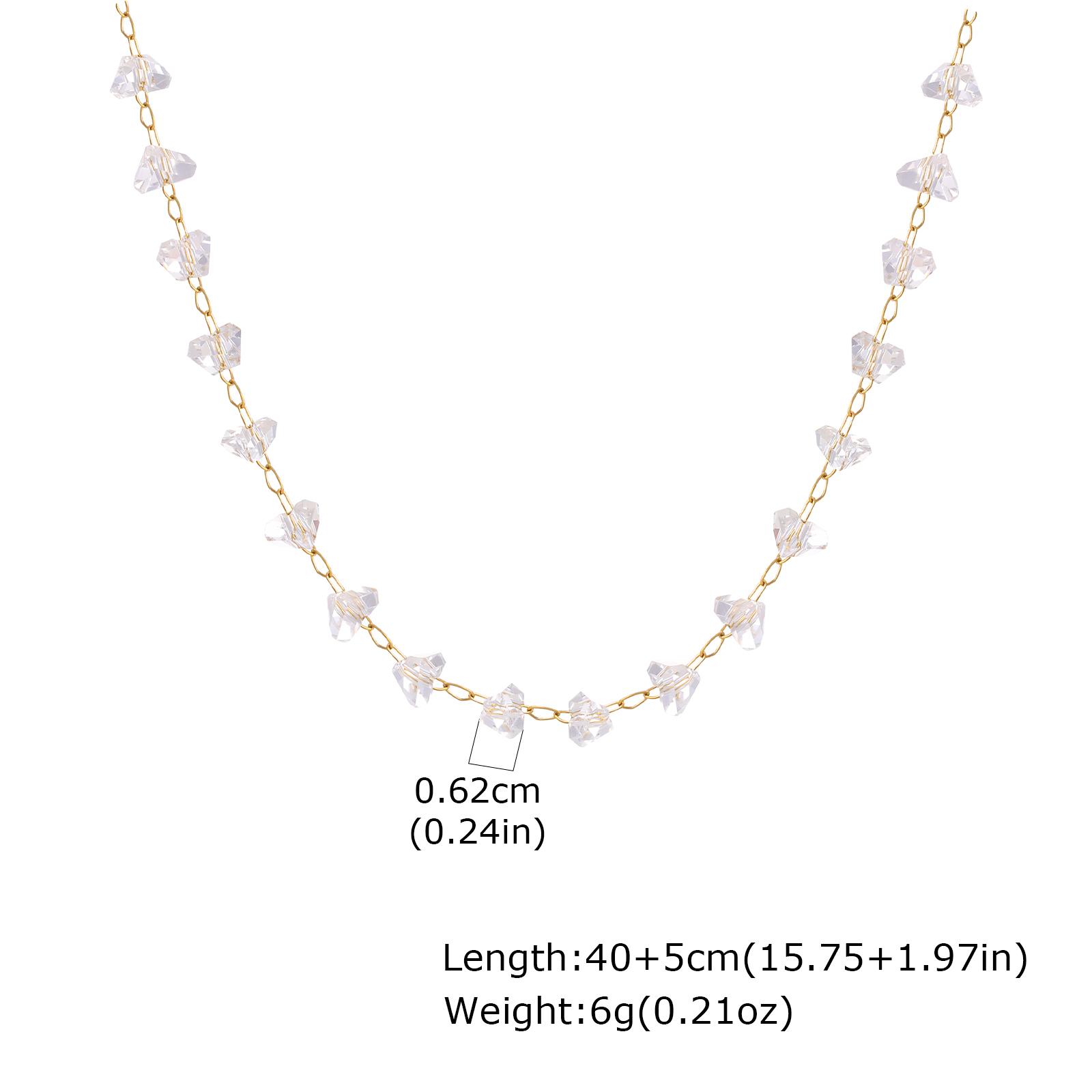 

Chic Irregular Transparent Beads Necklace, Stainless Steel Clavicle Chain Women s Necklace, New Exquisite Aesthetic Jewelry