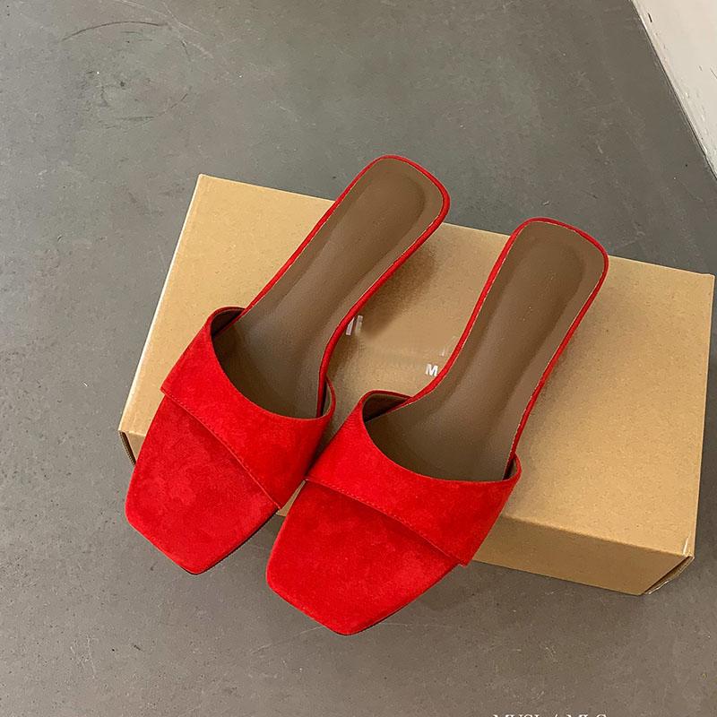 Mode Schuhe Keile Pantoletten Hausschuhe Schuhe für Frauen Neu 2025 Sommer Mode Quadratische Zehen Damen Keilabsatz Pantoletten Schuhe Weibliche Sandalen