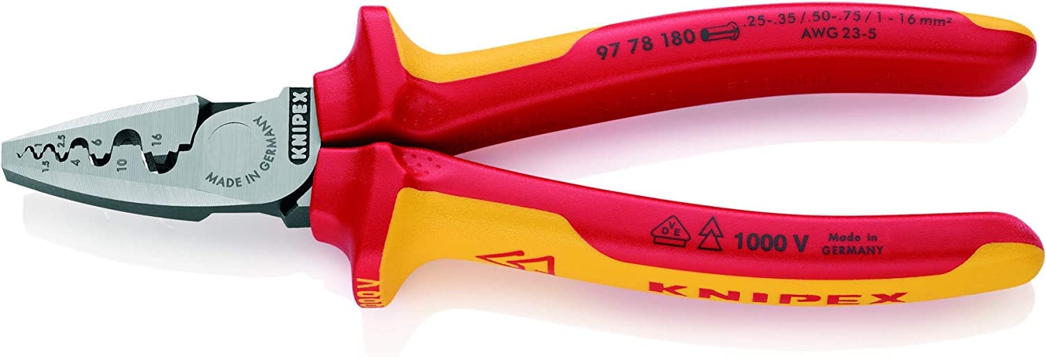 

KNIPEX 9778-180 Insulated Crimping Pliers for End Sleeves
