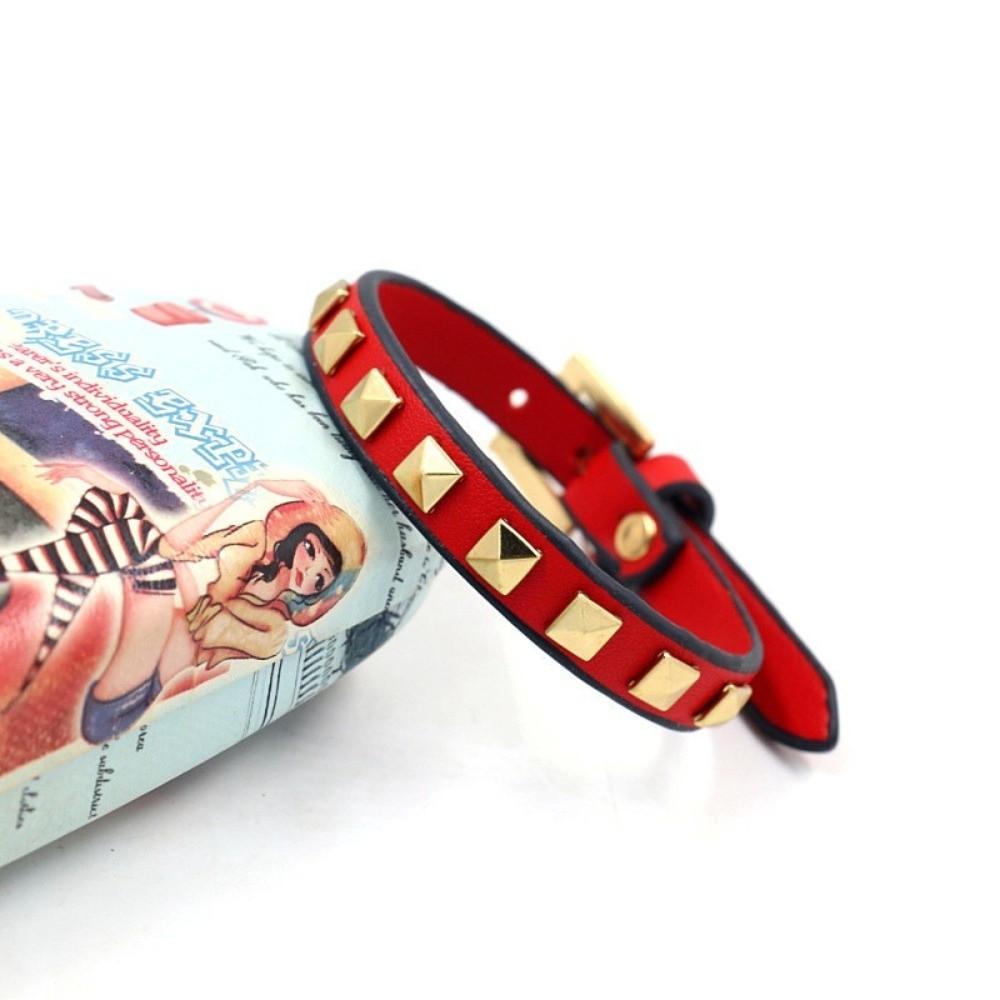 PU Leather Rivets Bracelet Square Rivets Single Ring Bracelet Leather Bracelets  Gift Jewelry