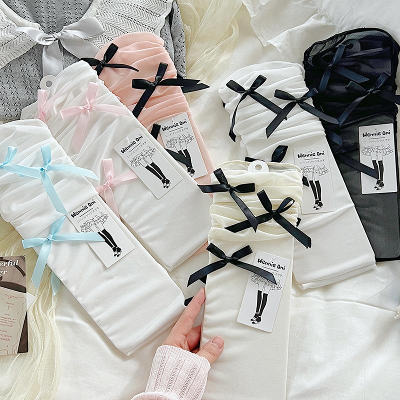 Knee Socks Children'S Summer Thin Mesh Socks Sweet Bow Lolita Socks Pure Wind Calf Stack Socks