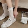 Lace Bow Socks Women'S Cute Versatile Girl Thin Medium Tube Stacking Socks Women'S Boneless Mesh Women'S Socks